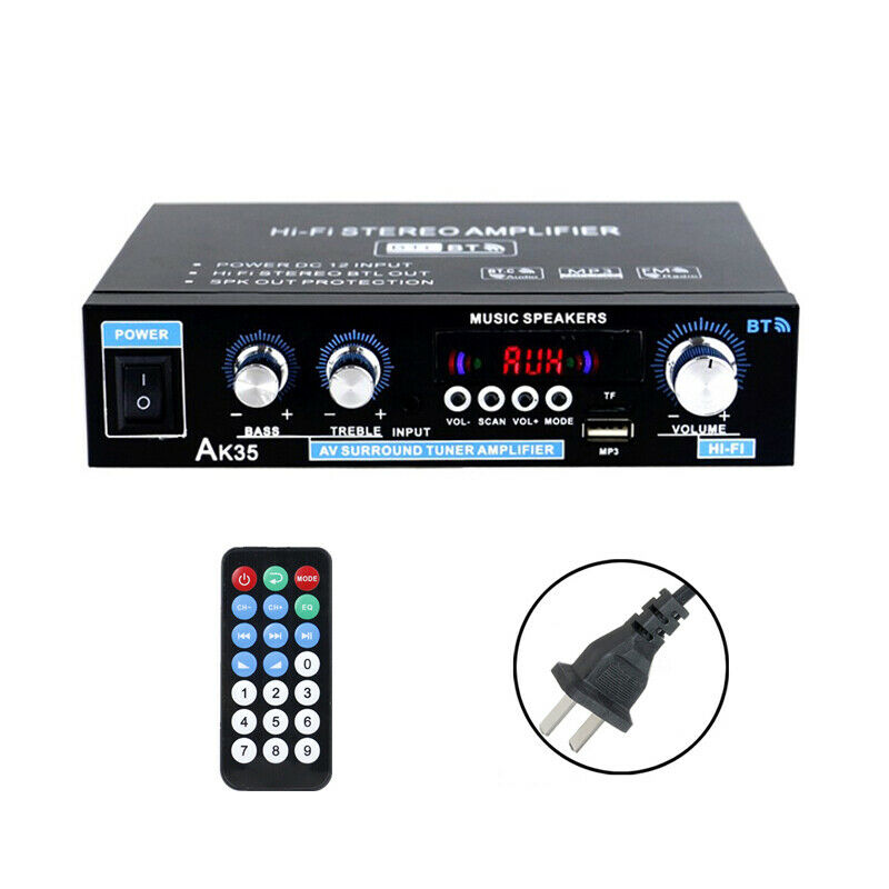 110V 12V 600W Bluetooth Power Amplifier Home Stereo 2CH AMP FM Radio SD USB A03
