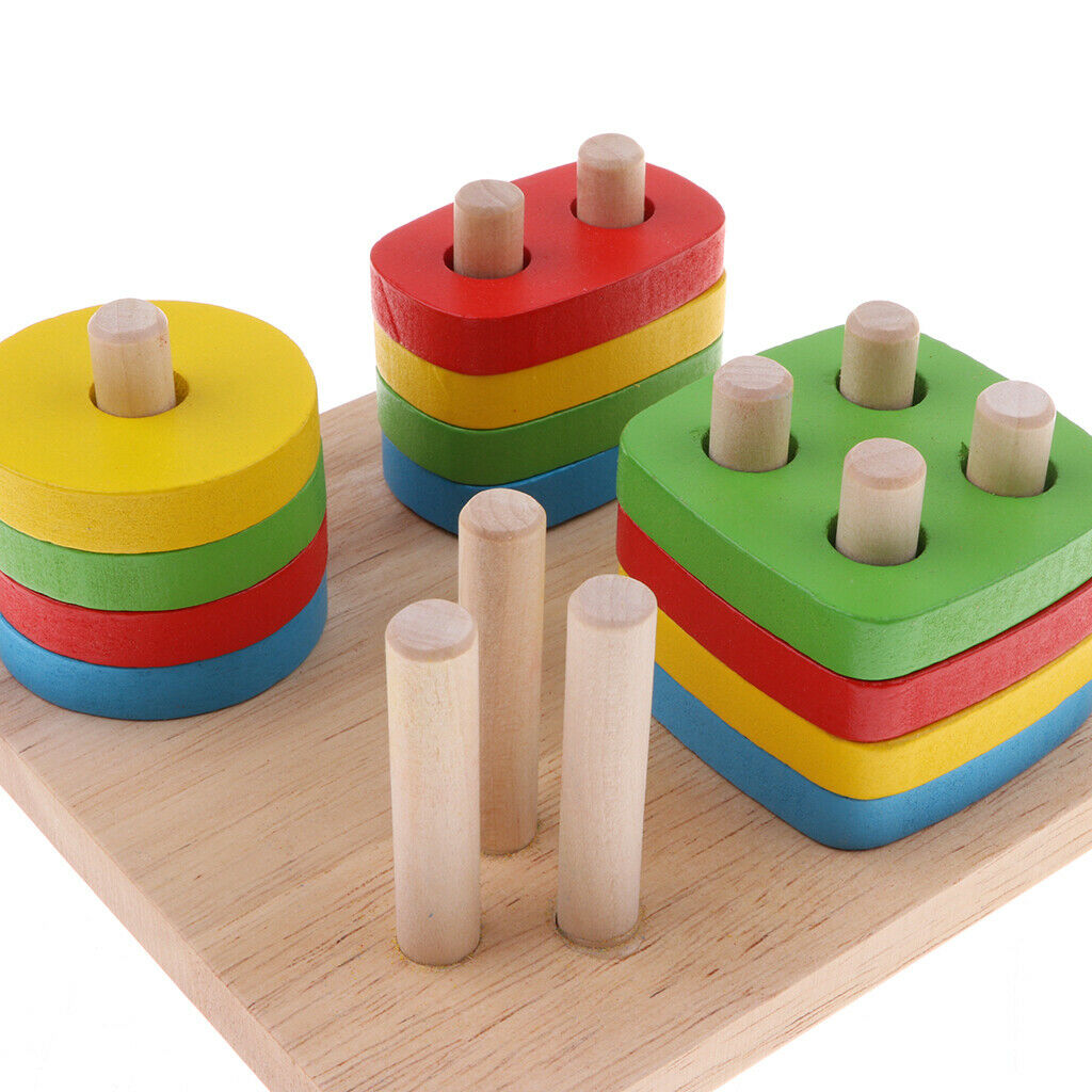 Educational wooden geometry blocks, the puzzle development baby