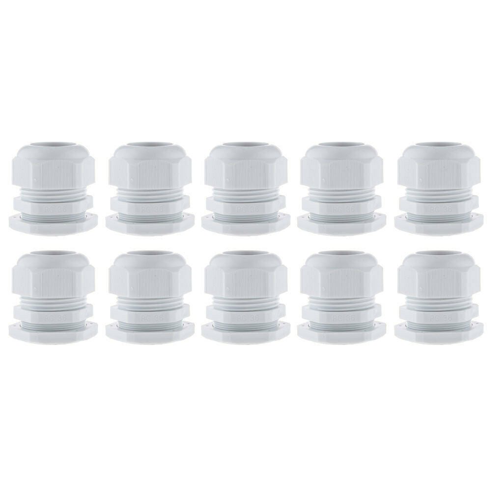10PCS PG36 White Plastic IP68 Waterproof Cable Gland Connector 22-32mm