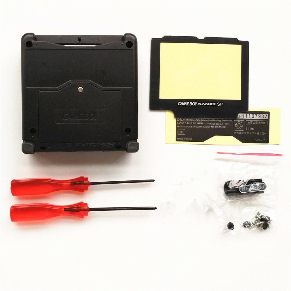 Black Housing Shell Case Cover for GBA SP Gameboy Advance SP - Black Buttons