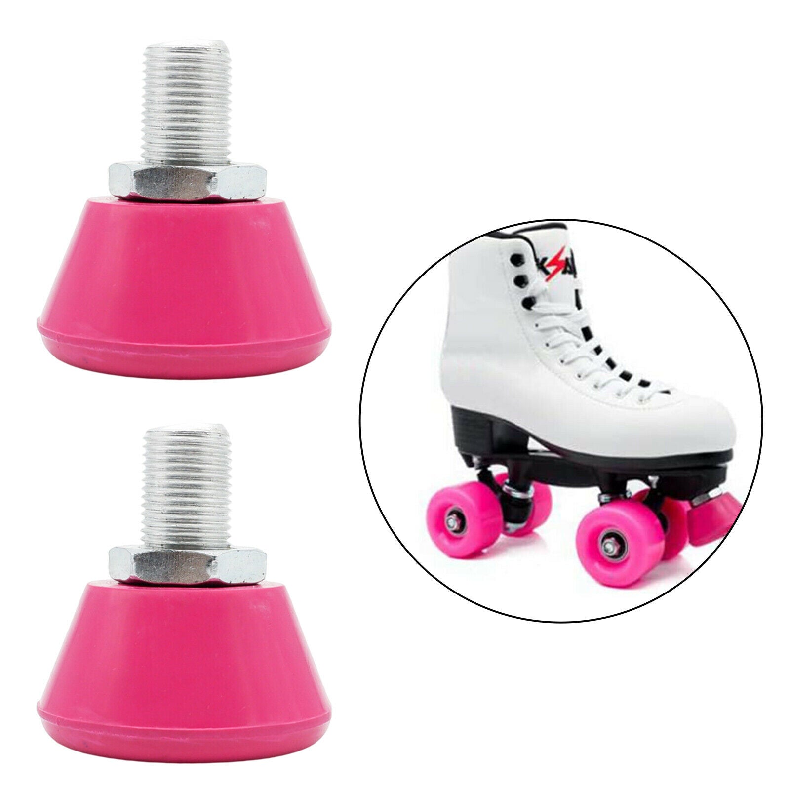 2x PU Skates Top Stopper 82A Skate Brake Block Pad Blocker Practice Rose Red