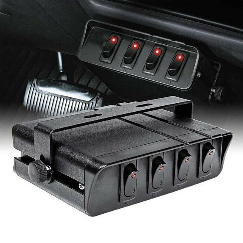 12V 4 Gang On/Off Rocker Switch Box Controller Emergency Strobe Light Car Yacht