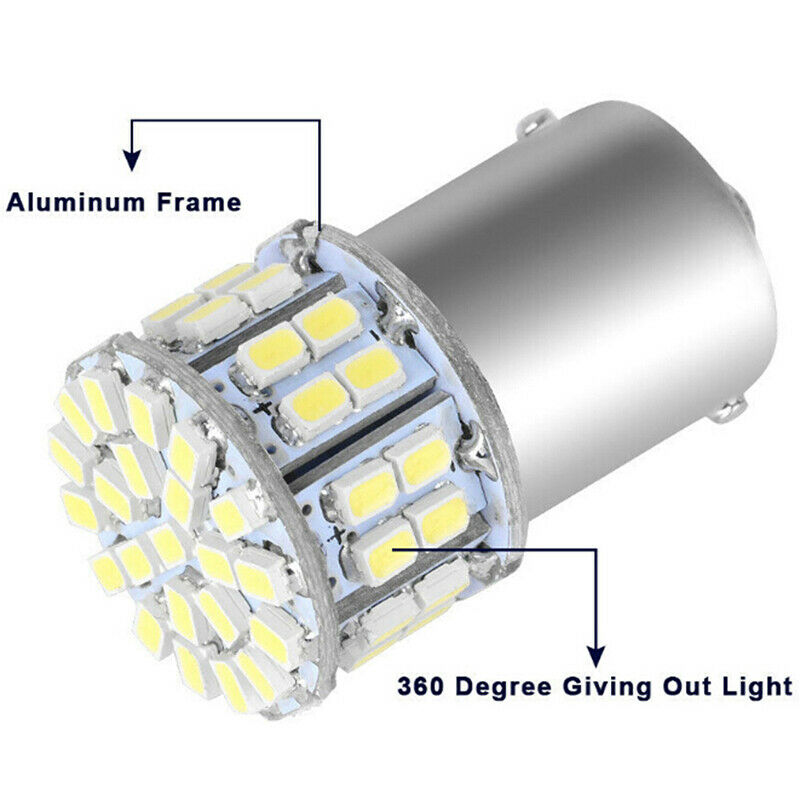 2x White Light 1156 50SMD 1206 LED Car Turn Signal Tail Stop Brake Backup LaADD