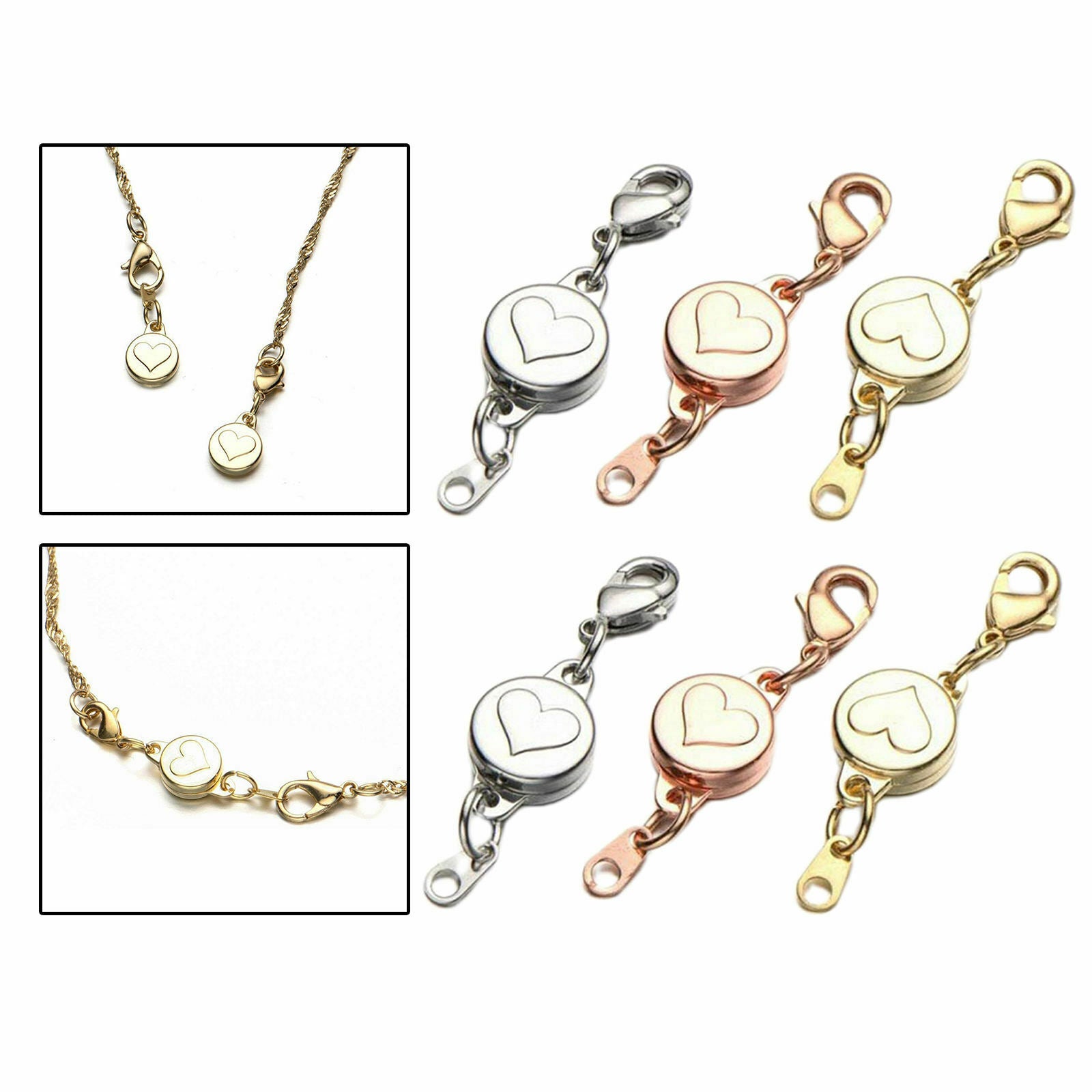 6 Pieces 3 Color Necklace Round Locking Magnetic Clasp for Jewelry Making