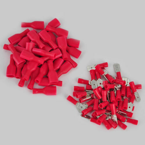 100pcs Female&Male Spade Insulated Connector Crimp Electrical Wire Terminal