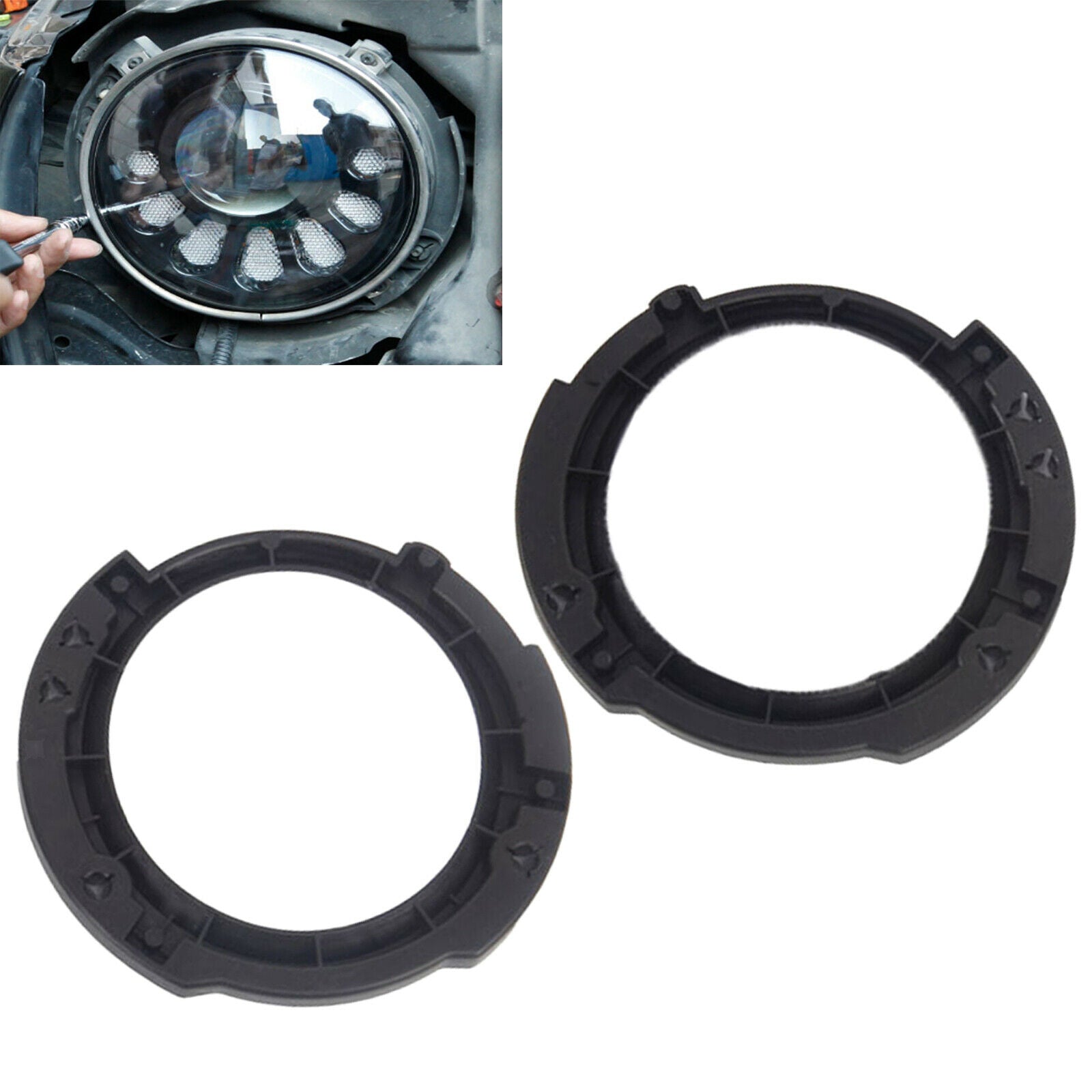 2x 7 Inch Headlight Mounting Bracket Ring Buckets for Wrangler JK 07-17