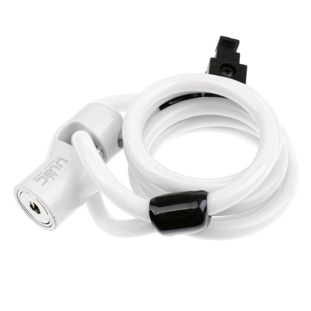 Loop Lock Bicycle Bike Cycle Self Coiling Spiral Cable Lock with 2 Key White