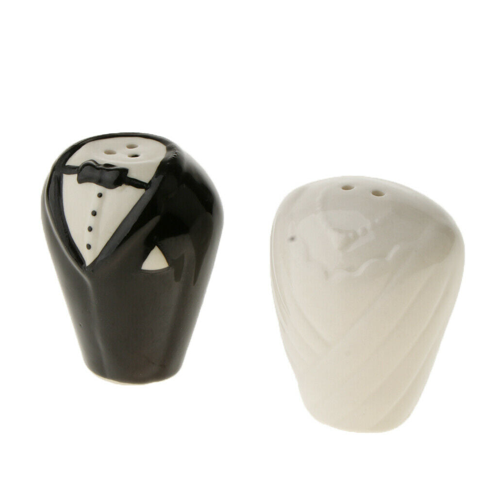 Bride and Groom Tuxedo Salt and Pepper Shakers Set Wedding Christmas Favor