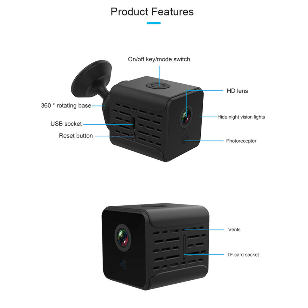 Home Security Camcorder Mini Camera Wireless 1080p Full HD WIFI IR Nanny Camera