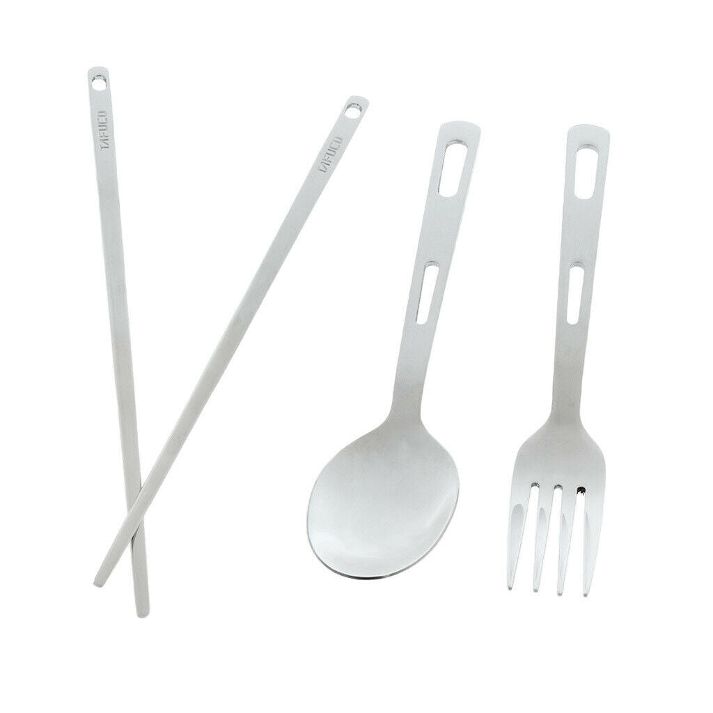 3pcs Travel Stainless Steel Spoon Fork Chopsticks Tableware Set + Carry Bag