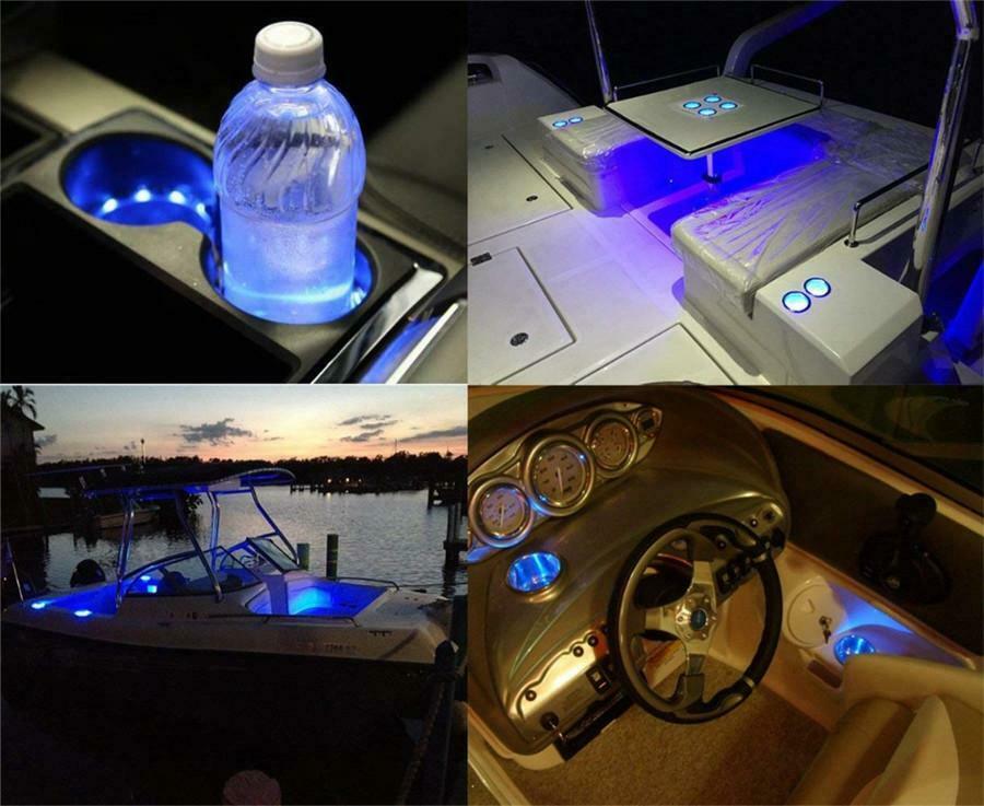 14LED Stainless Steel Cup Drink Holder & Remote For Marine Car 7-color Backlight