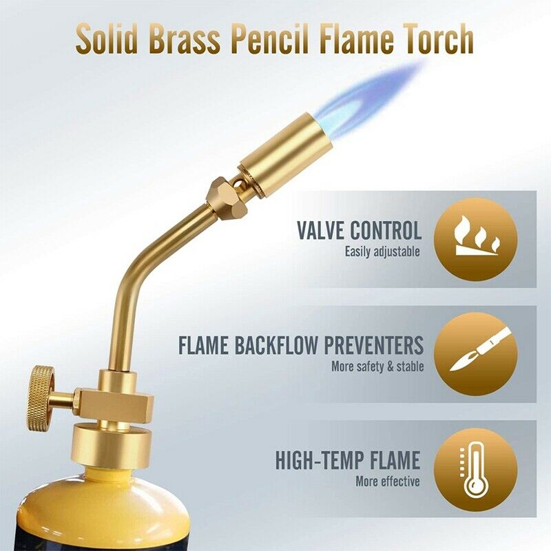 Brass Pencil Flame Propane Welding Torch Head, Start Metal Handle Torch MAPPG2Y4
