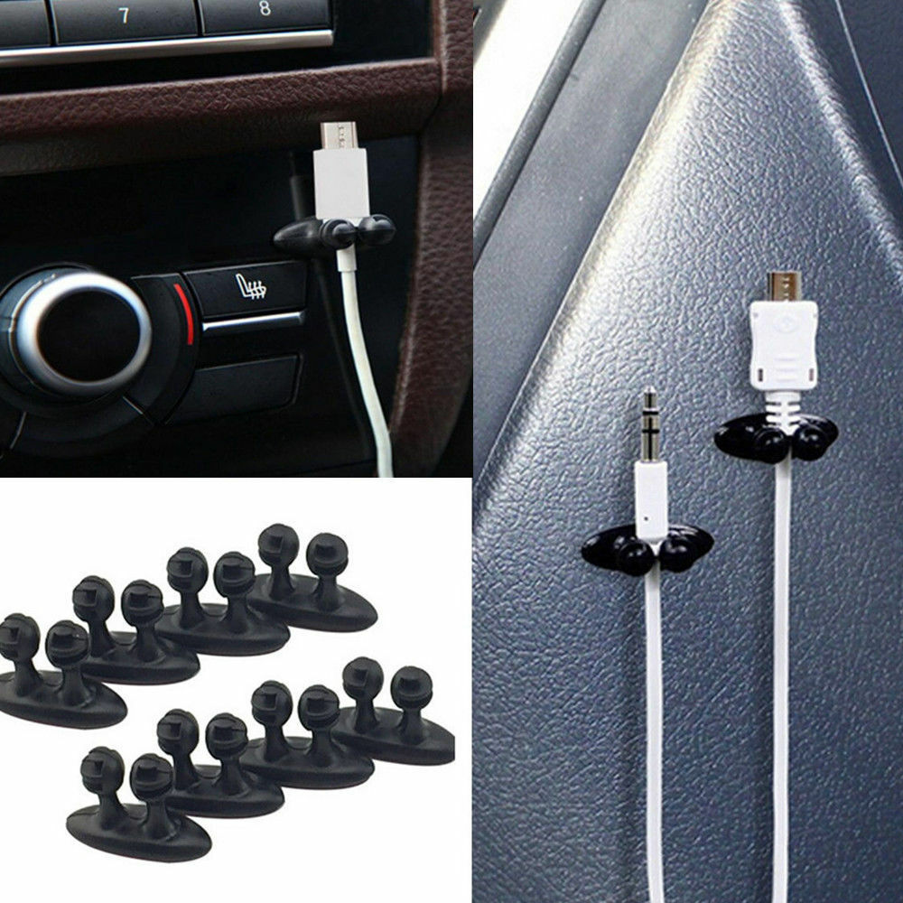 8Pieces Car Charger Line Headphone USB Cable Cord Car Clip Interior Accessories