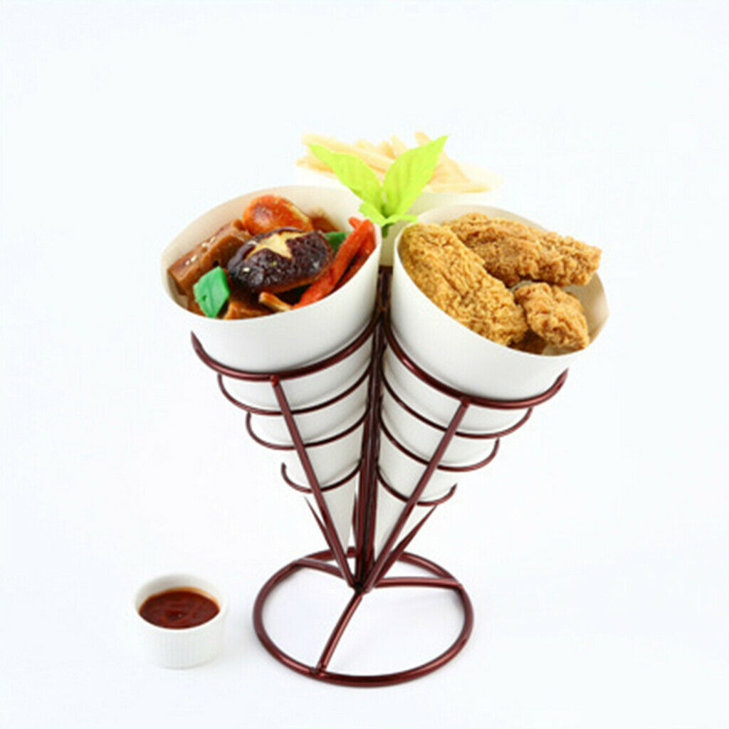 French Fry Stand Cone Basket Holder for Fries Fish Chips Appetizers Red