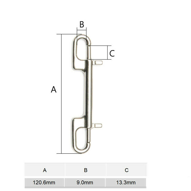 Diving Hook Stainless Steel Double Ended Bolt Snap Hook for Scuba Diving PetC6E6