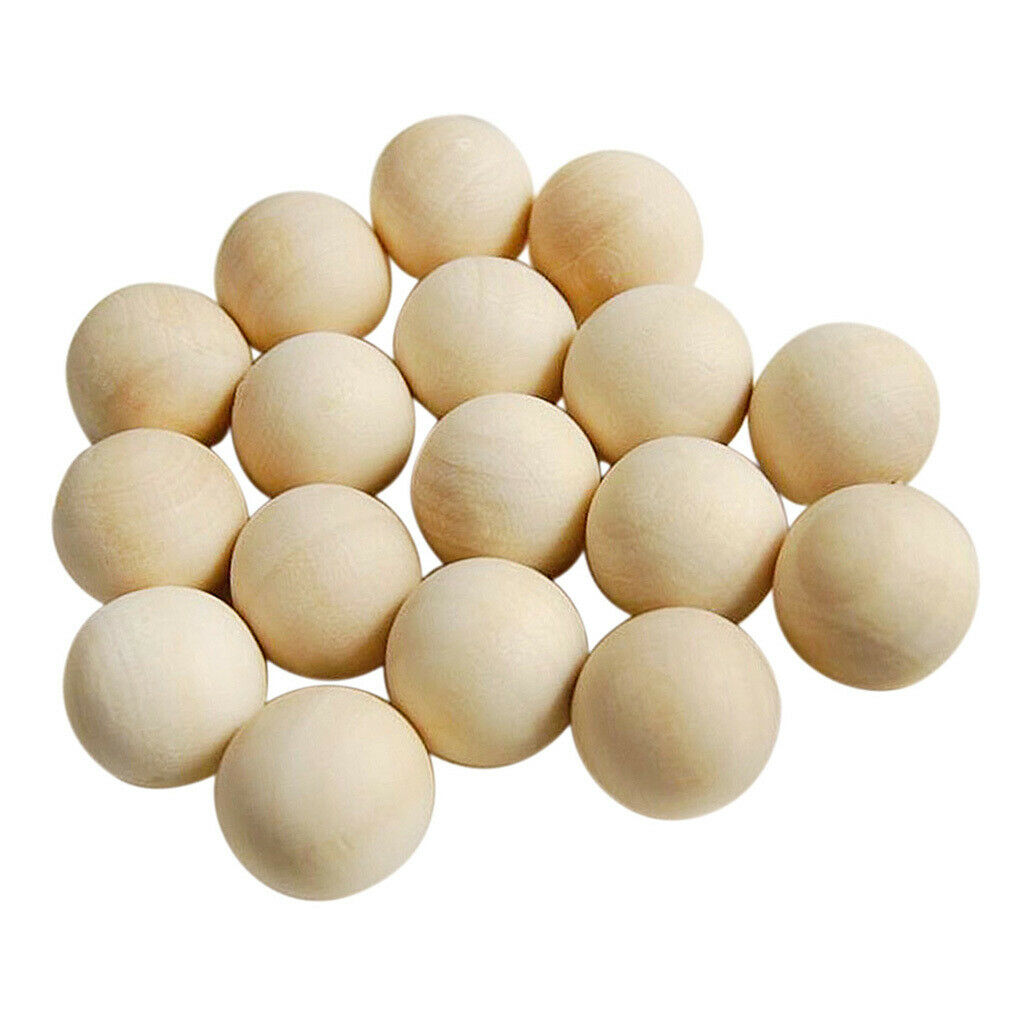 Round Wood Beads 14 MM Unfinished Spacer Beads Natural Craft Loose Beads For DIY