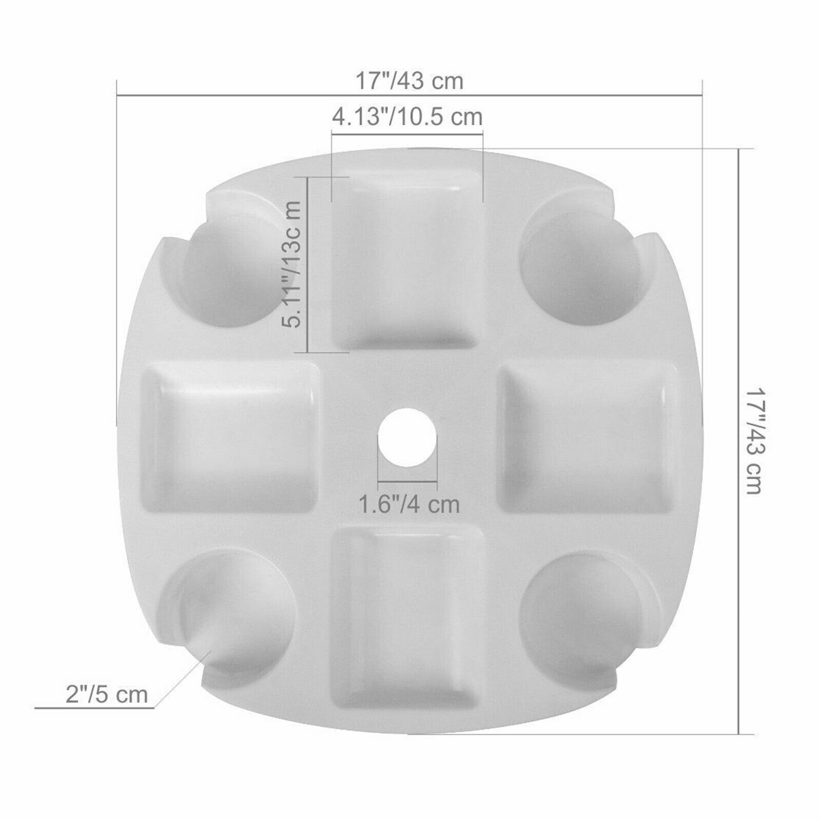 Beach Umbrella Table Tray with Cup Holder for Garden Swimming Pool White