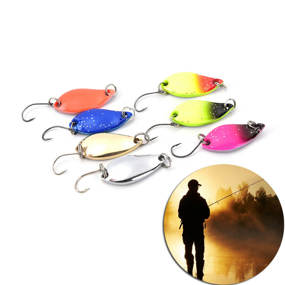 7pcs 3cm 5g colorful trout lure fishing spoon bait single hook*metal fishi.l8