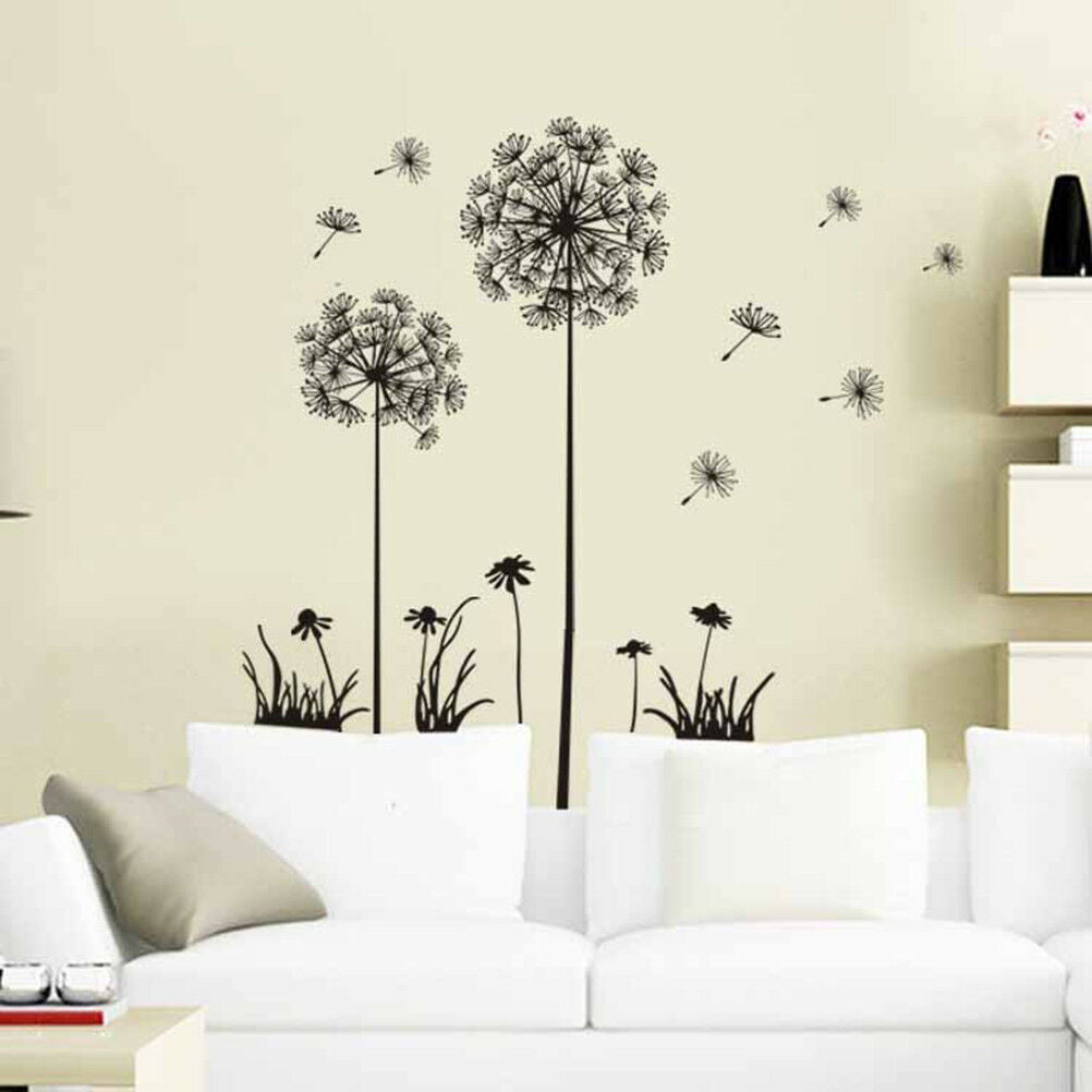 black dandelion bedroom wall stickers household adornment home wall stick.l8