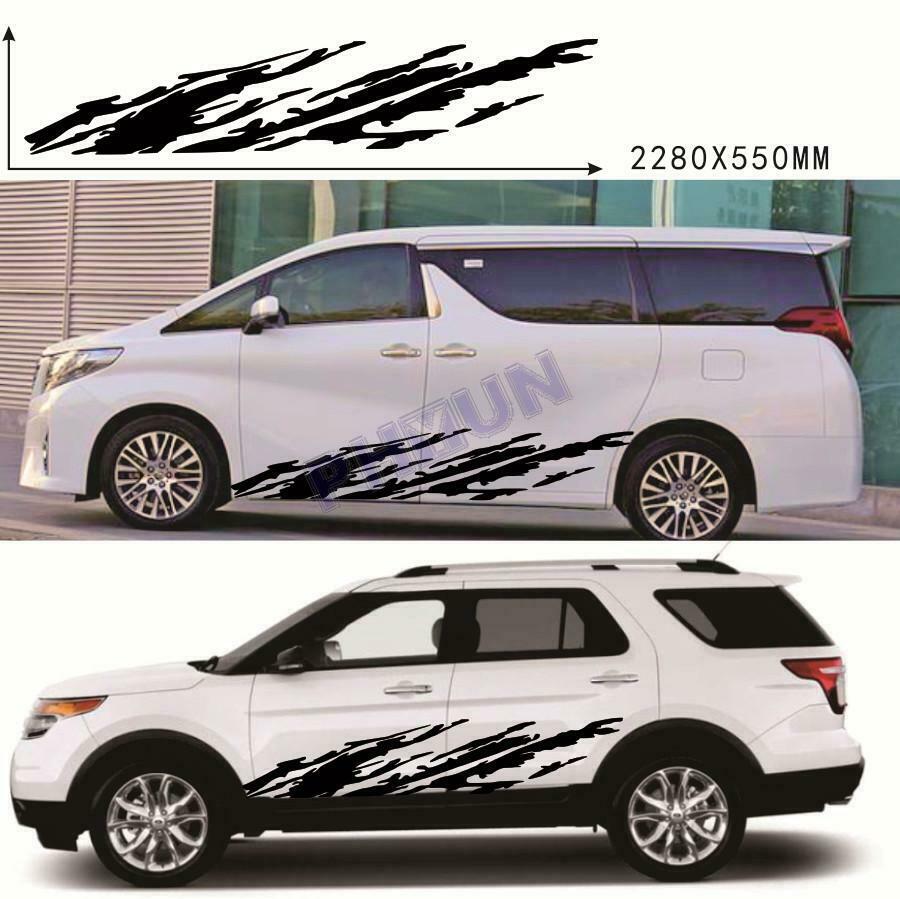 2x Universal Car Body Stickers Graphics Black Mud Splash Style 89.8" x 21.7"