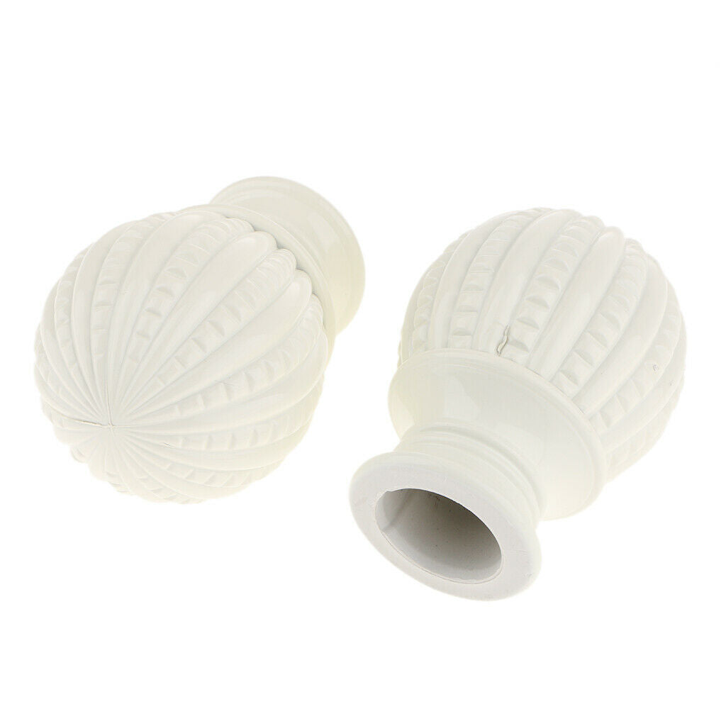1 Pair Retro Curtain Decorative Pole Rod Finials Ends Heads 28mm White B