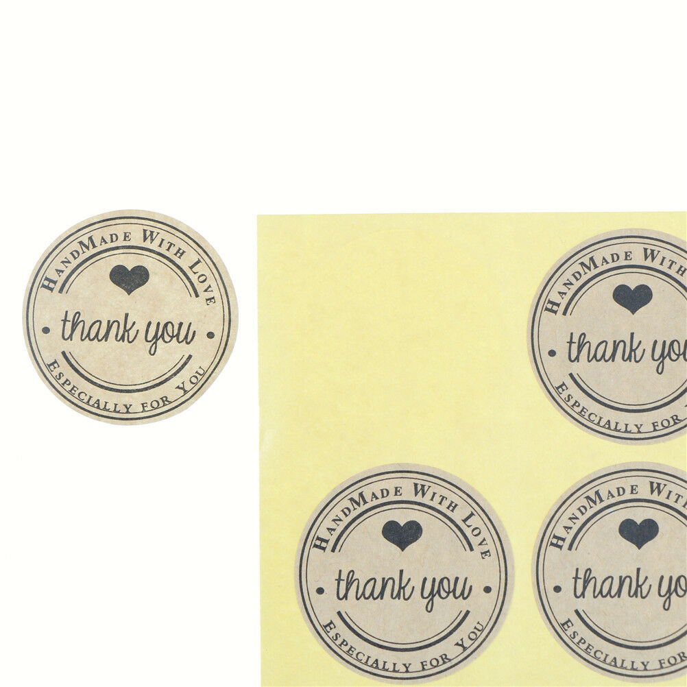 120X Thank you Kraft Seal Stickers Paper Label for DIY Gift Cookie Packagi.l8