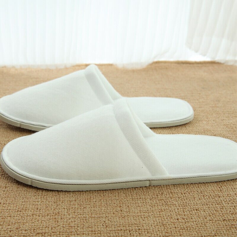 Women Men Disposable Spa Hotel Guest Slippers Close Toe Terry Style Slippers