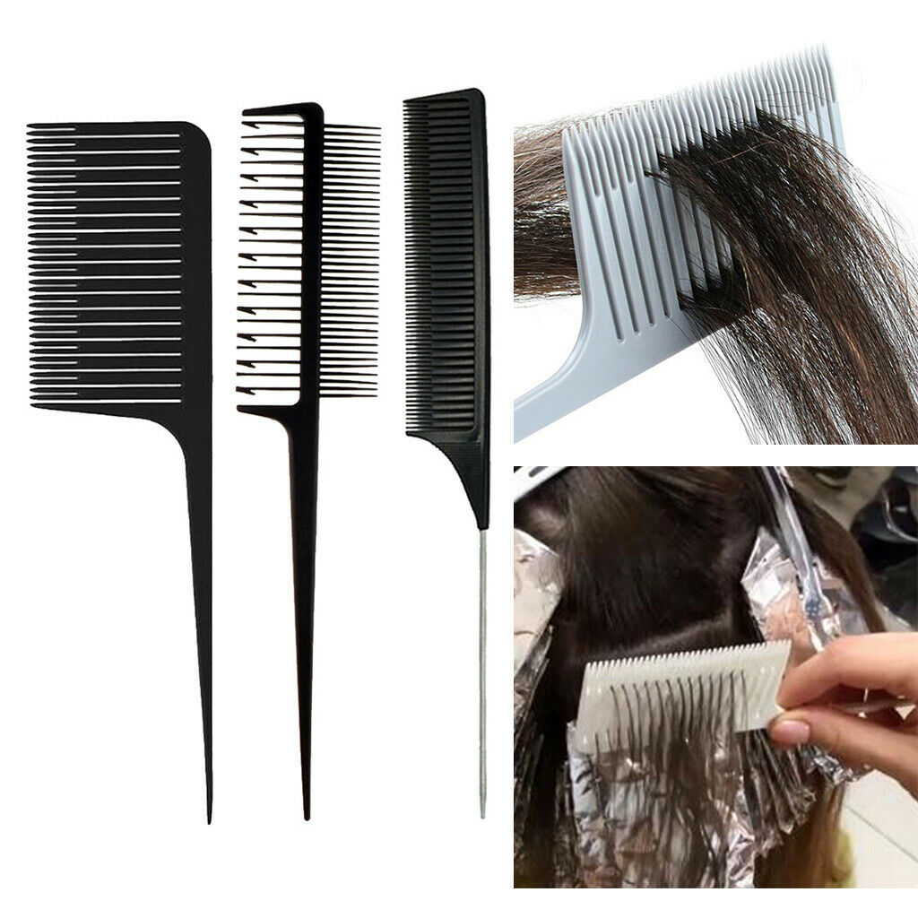 3 Pieces Hair Weaving Highlighting Foiling Hair Comb Hair Color Dyeing Combs