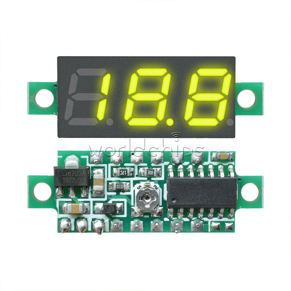 Yellow 0.28" LED DC 0-100V Voltmeter Digital Display Voltage VOLT METER 3-Wires