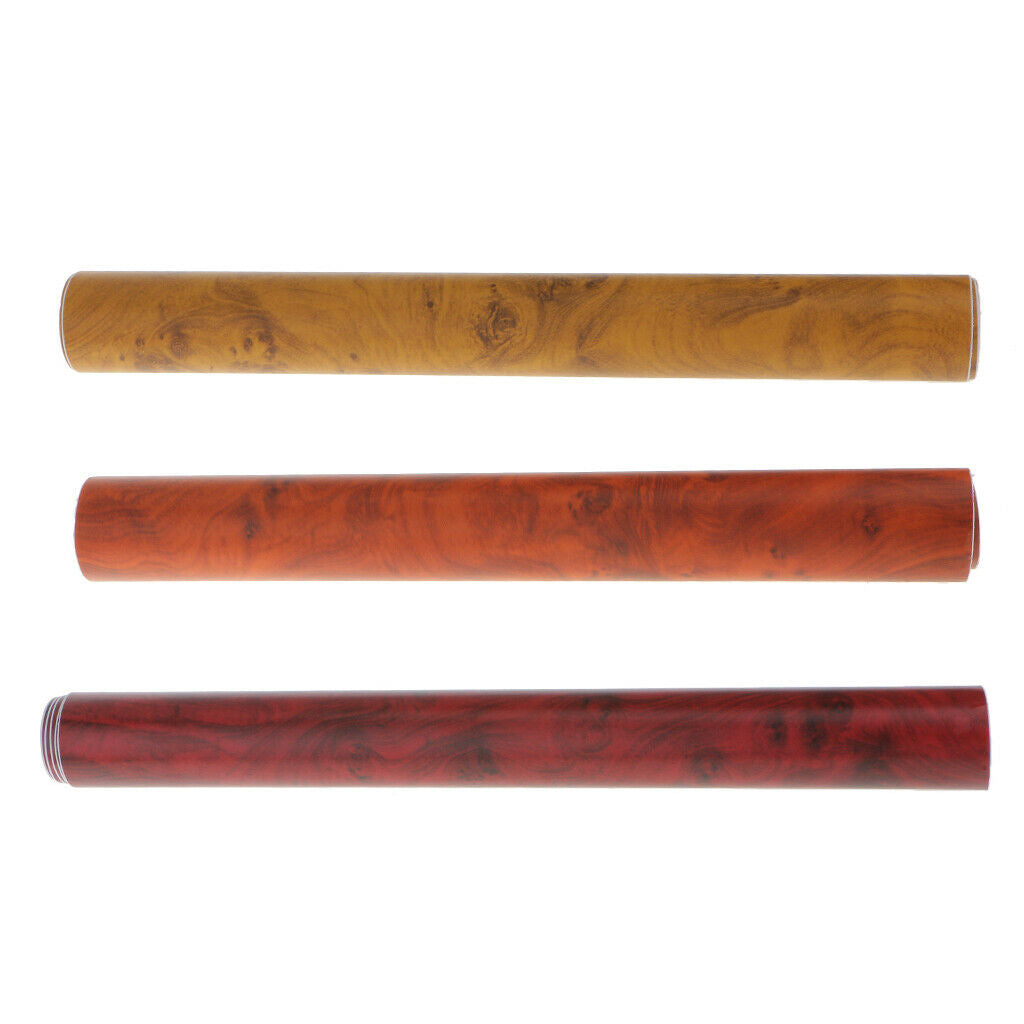 2 Pieces (40 Cm, Red + 30 Cm, Yellow) Wood Grain Wrap Self Adhesive Sheet For