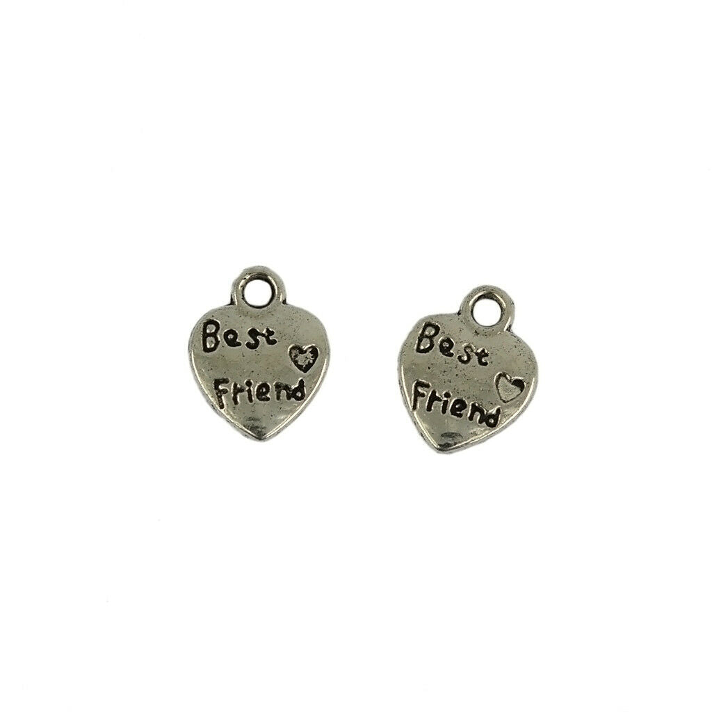 50 pcs. Heart shape charm pendants "Best Friend" pendants for necklace - DIY