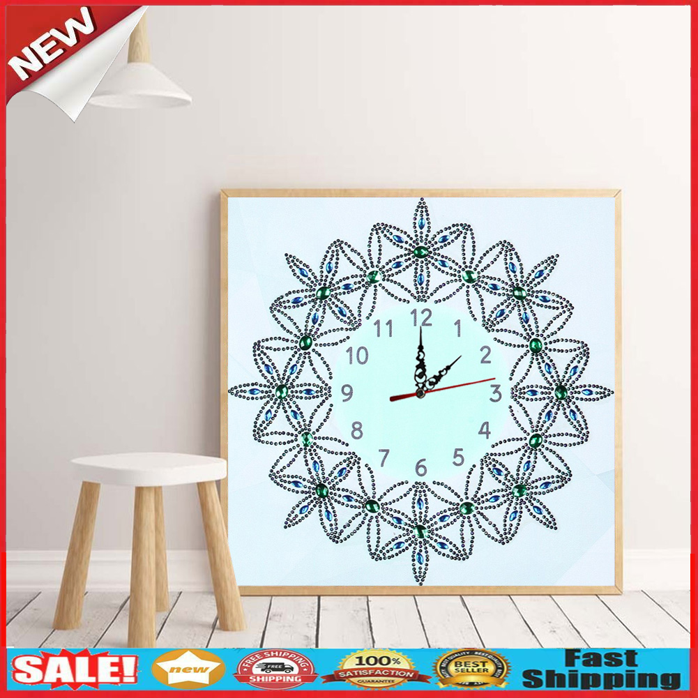 DIY Flower Special Shaped Diamond Painting Embroidery Wall Clock Home Decor @