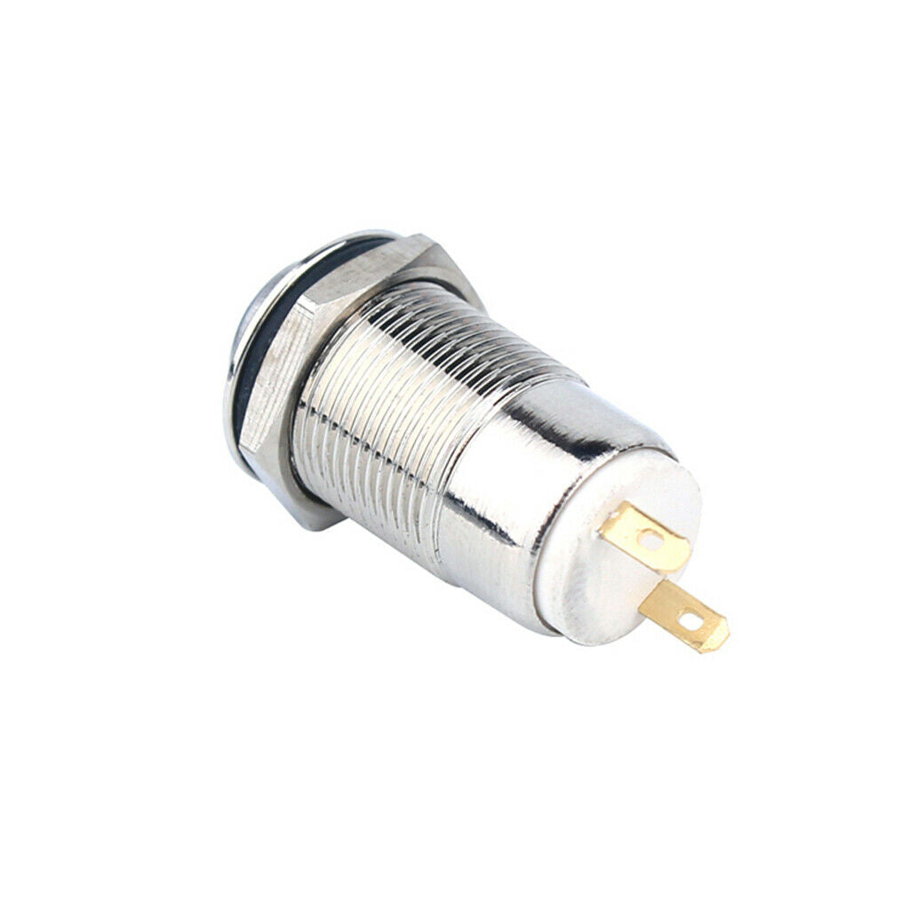 12mm 36V/2A Latching Metal Stainless Push Button Switch ON/OFF Flat 2-pins