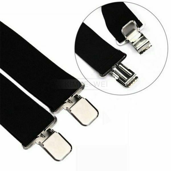 5cm Mens Suspenders X Style & 4 Clips Adjustable Fits All Heavy Duty Braces