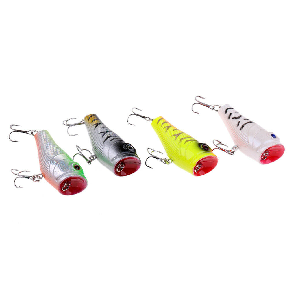Lot 4pcs Fishing Lures Crankbaits Hooks Minnow Baits Tackle Floating Lures