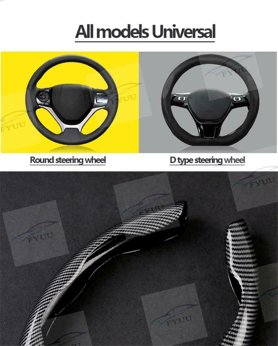 For 39-40cm Car Interior Non-Slip Steering Wheel Booster Cover Carbon Fiber Look