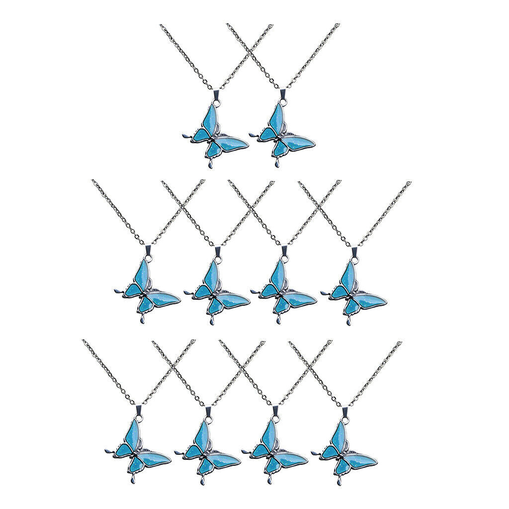 10 Pcs Butterfly Shaped Mood Pedant Necklace Choker Color Change for Girl