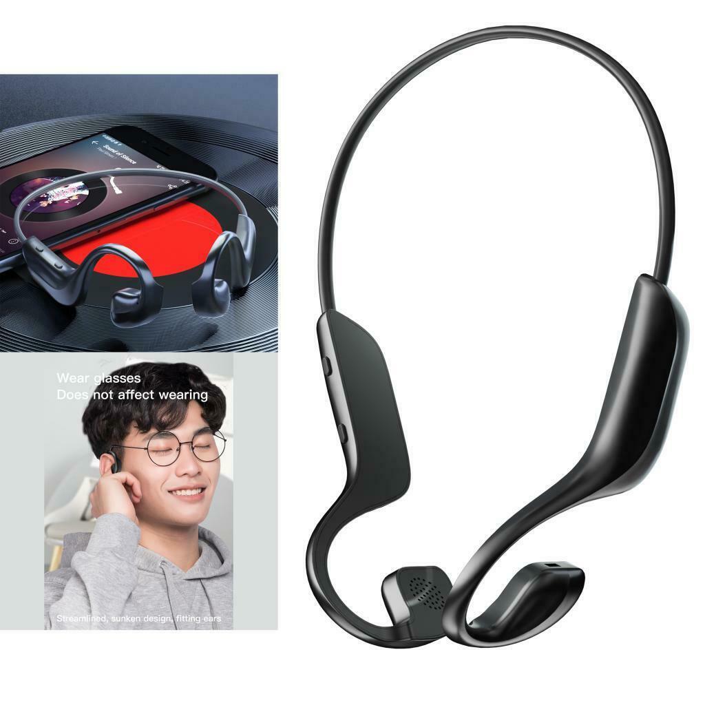 Bluetooth Bone Conduction Headphones Sports Stereo Earphone Microphone Black