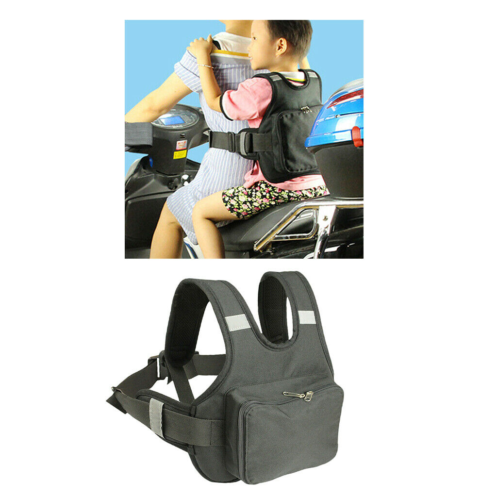 Motorcycle Child Kid Safety Seat Strap Baby Harness Belt Reflective Black