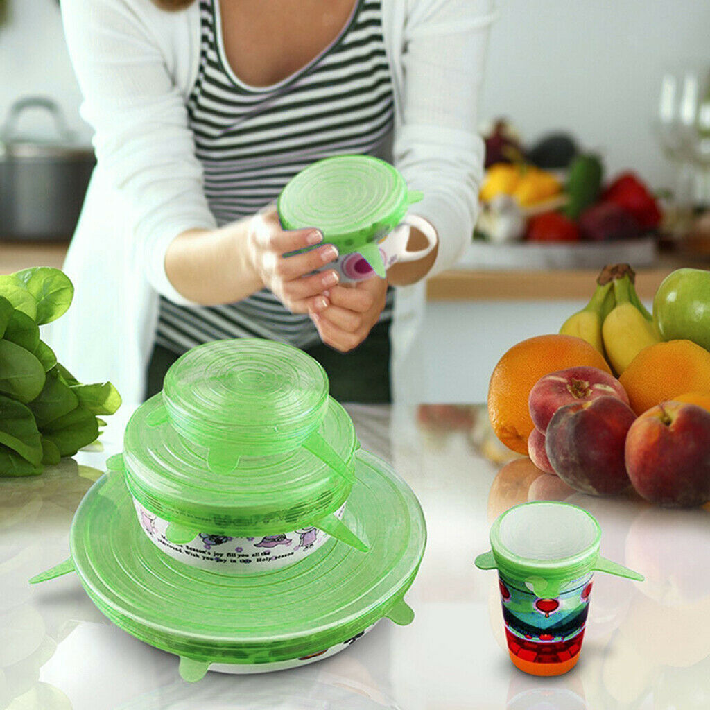 2 Set 12Pcs Silicone Stretchy Wrap Lids Pot Cup Bowl Covers Food Stayfresh