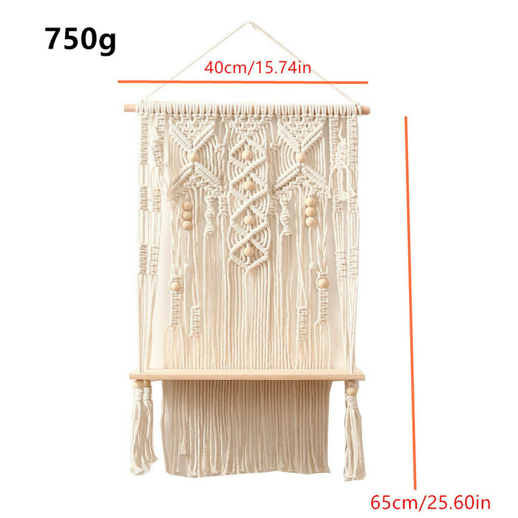 Bohemian Tapestry Wall Shelf Magazines Flower Plant Rack Office Ornament