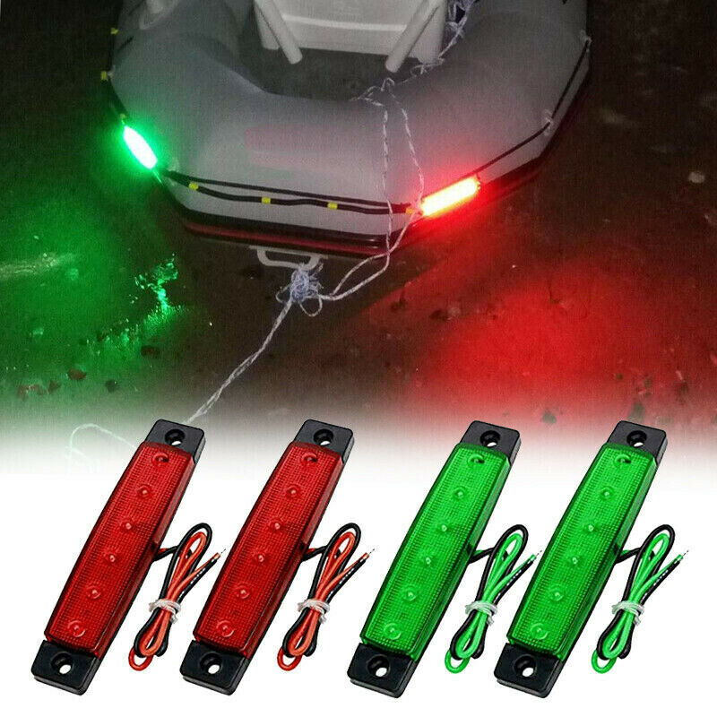 4Pcs Red Green Boat Navigation LED Lights Stern Lights Boats Starboard Light 1U6