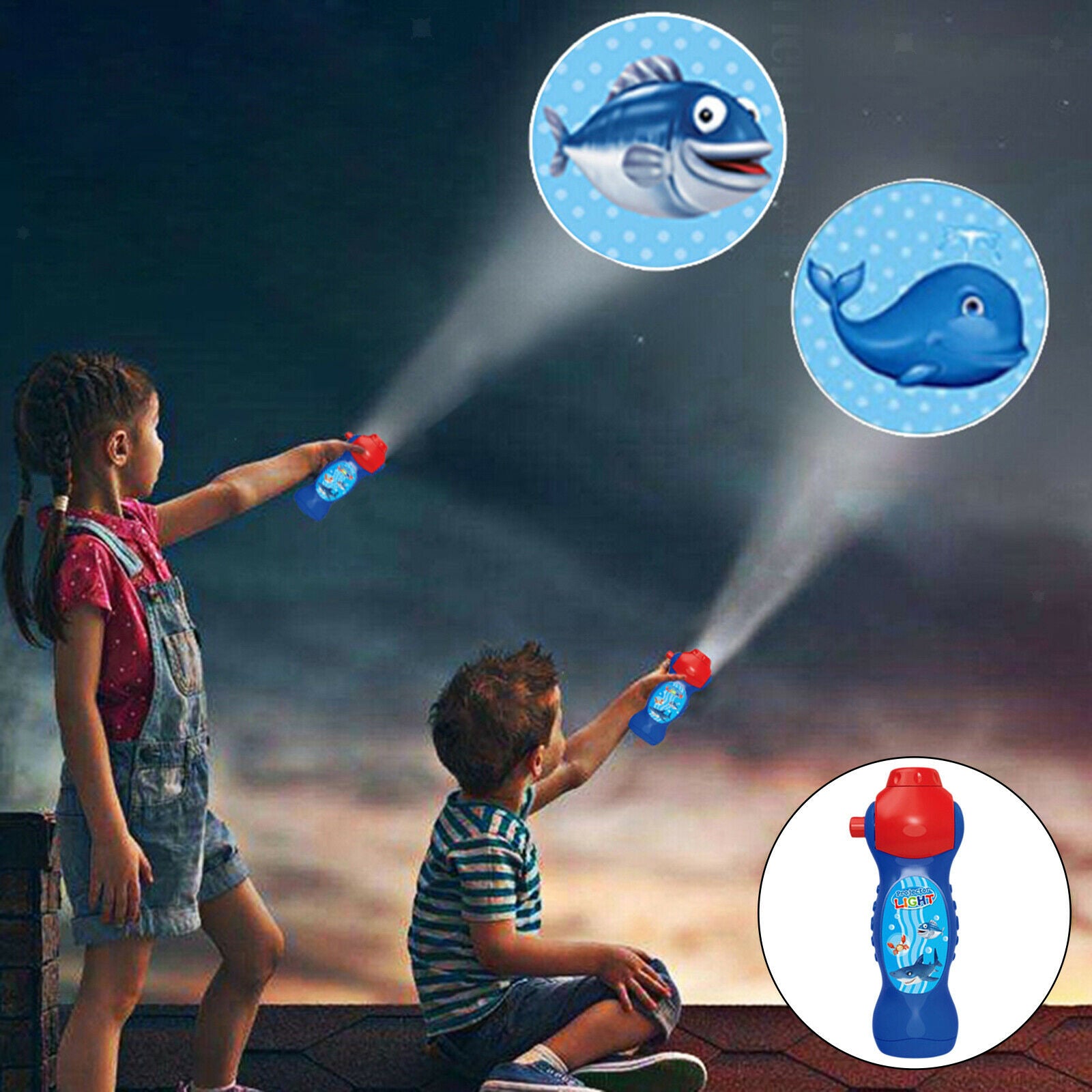 Kids Baby Animal Pattern Torch Projector Flashlight Bedtime Story Toys Gift