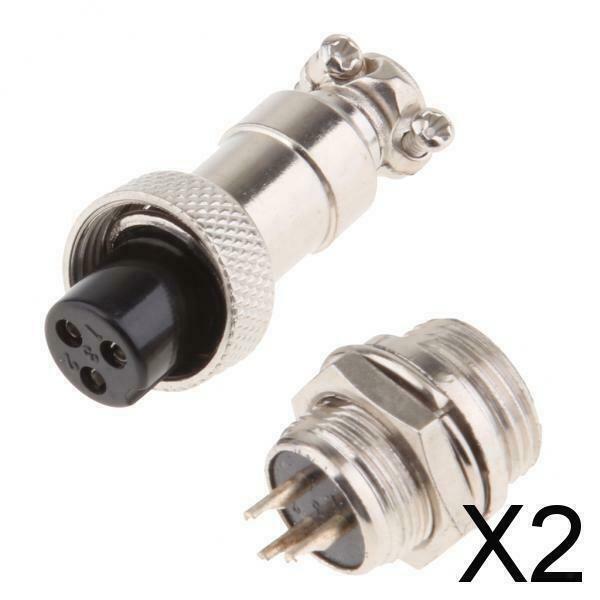 2X GX12 3Pins Aviation Pug Male & Female Panel Metal Connector Socket