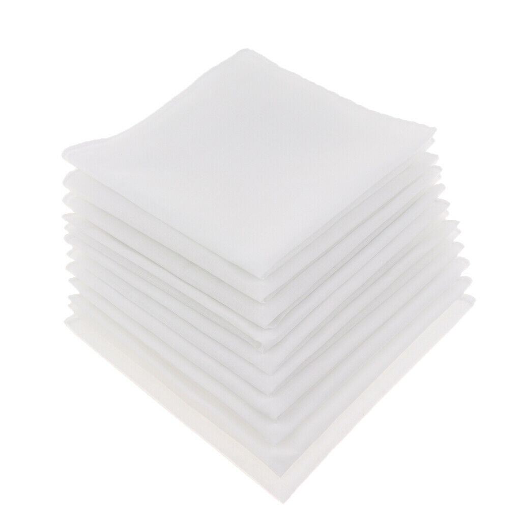20pcs 100% Cotton Handkerchiefs Classic Solid White Pocket Square Gift Set