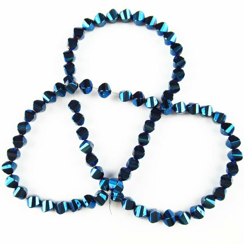 5x5mm Faceted Blue Hematite Drum Pendant Loose Bead 15.5 inch A-377TS