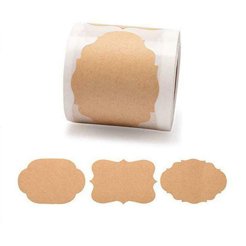 300pcs Mason Jar Glass Bottle Adhesive Labels Blank Natural Kraft Sealing For