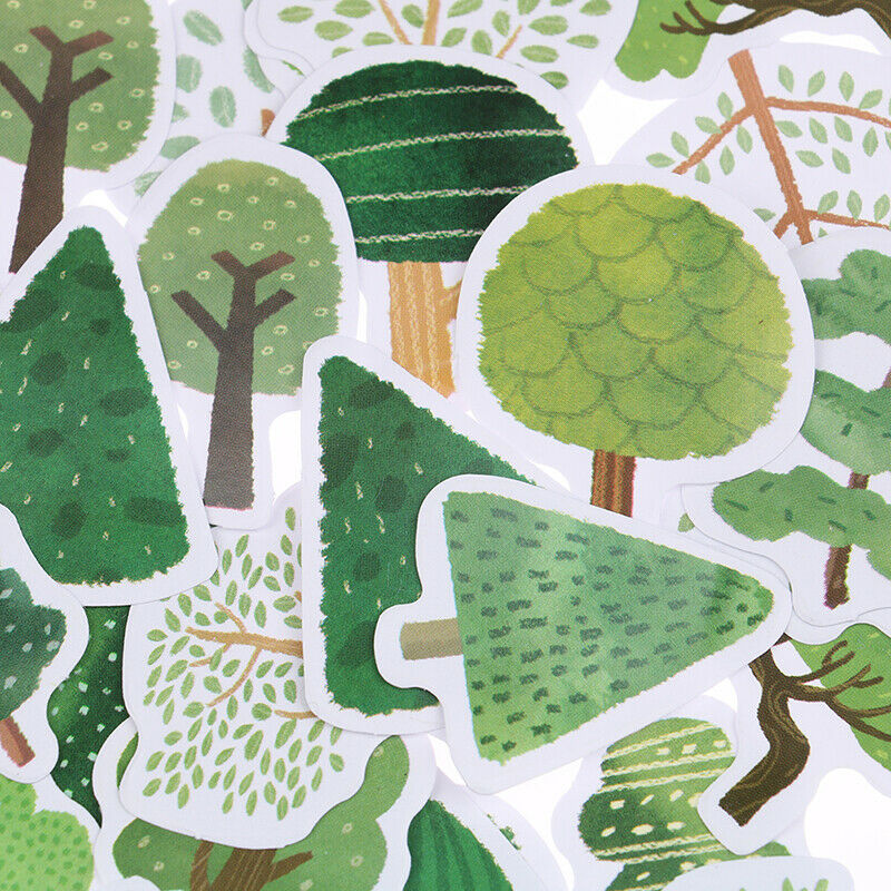 45Pcs Green Plants Decorative Stickers Scrapbooking Stick Label Diary Sta.l8