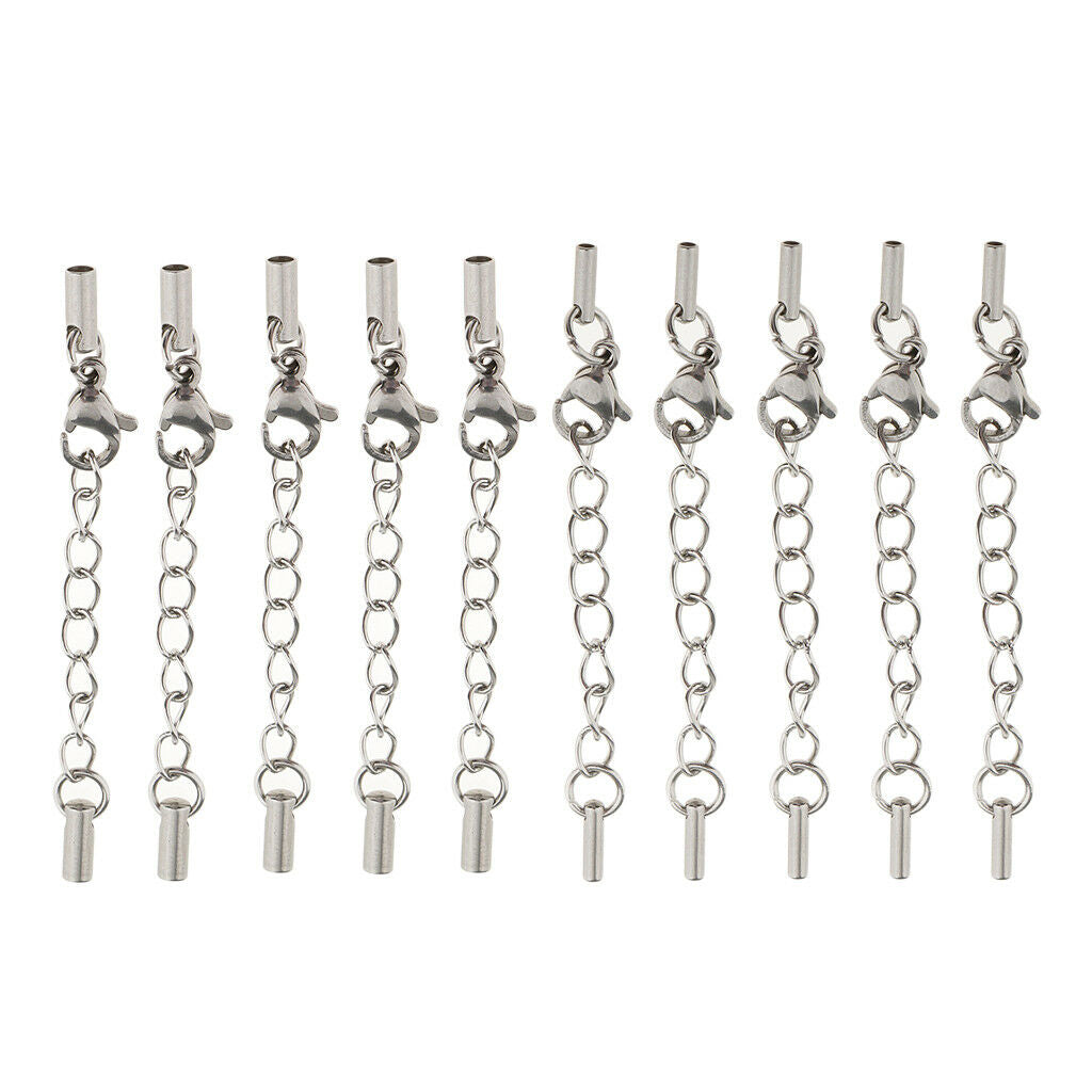 10x Stainless Steel Extender Chain with Lobster Clasp for Necklace Bracelet