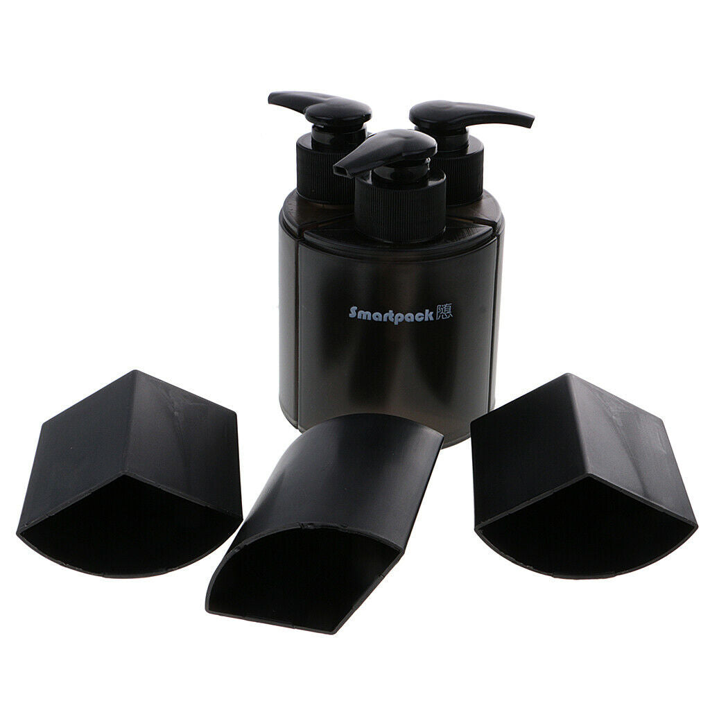 Portable Plastic 6pcs Travel Bottles Container For Lotion Shampoo Blue&Black